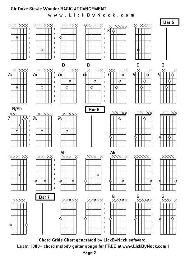 Chord Grids Chart of chord melody fingerstyle guitar song-Sir Duke-Stevie Wonder-BASIC ARRANGEMENT,generated by LickByNeck software.